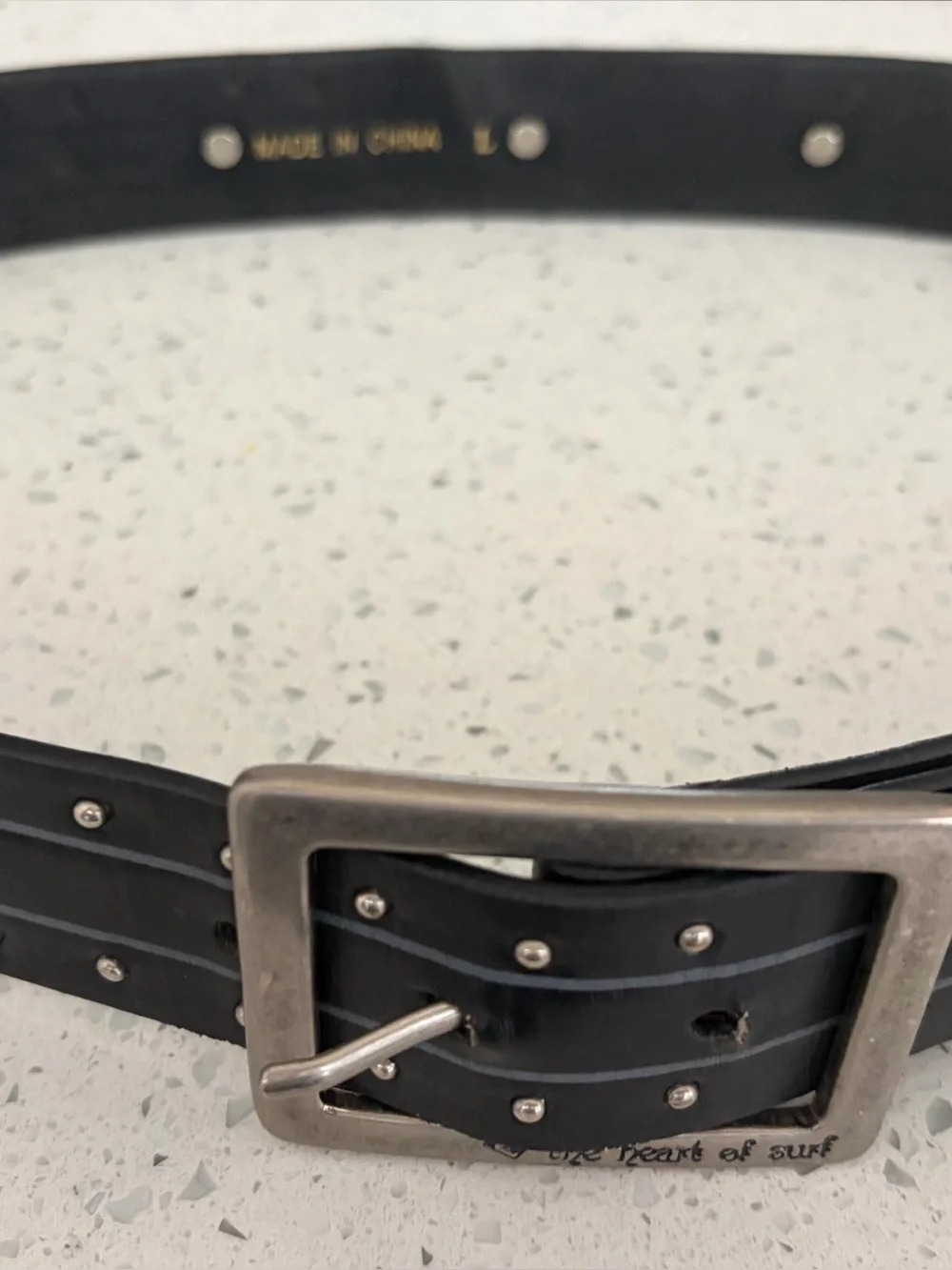 Roxy Womens Surf/Skate Quiksilver Y2K Black Studded Belt with Heart & Wave